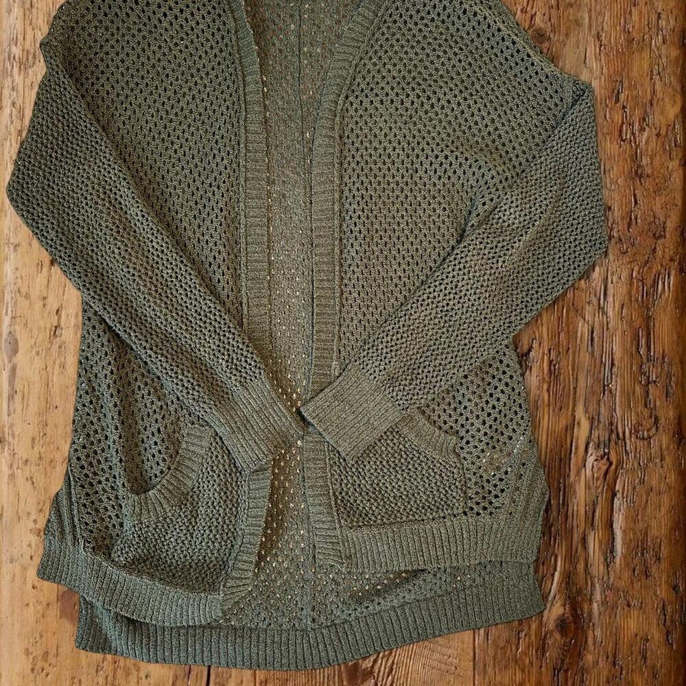 Maurices Green Knit Cardigan Women’s Medium Open Front Lightweight Knit Sweater
